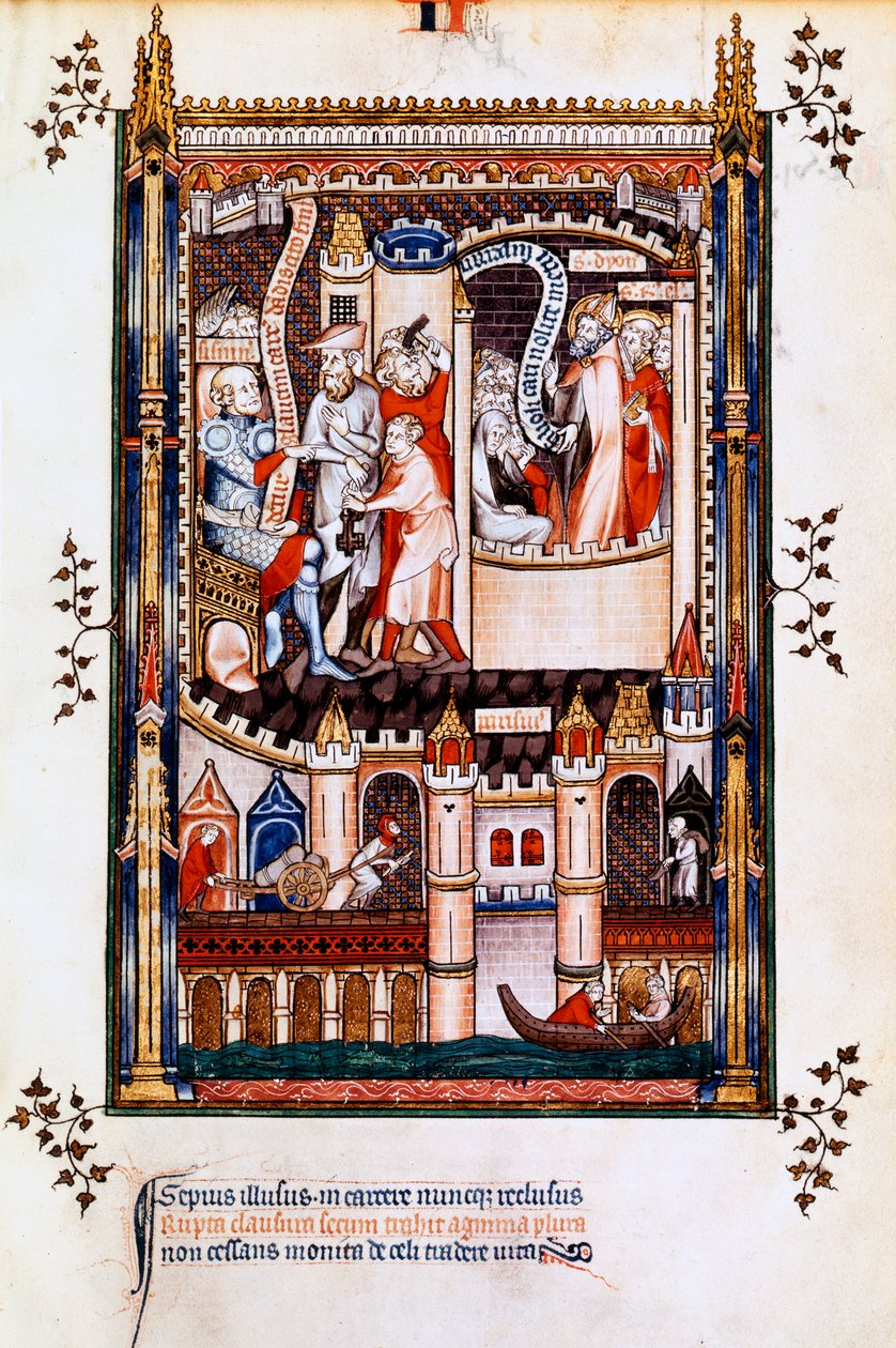 St Denis, St Rusticus og St Eleutherius i fengsel, 1317 av Unbekannt