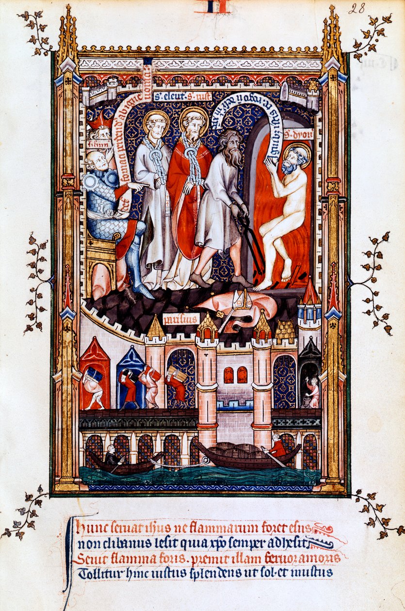 St Denis blir kastet inn i ovnen, 1317 av Unbekannt