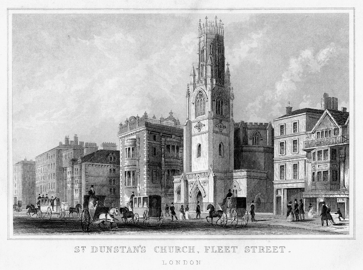 St Dunstans Church, Fleet Street, City of London, 1800-tallet av Unbekannt