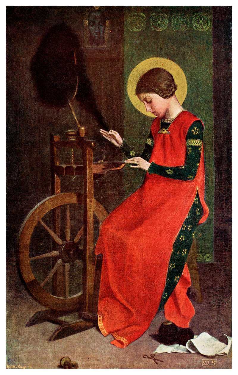 St Elizabeth av Ungarn spinner ull for de fattige, 1901 av Unbekannt