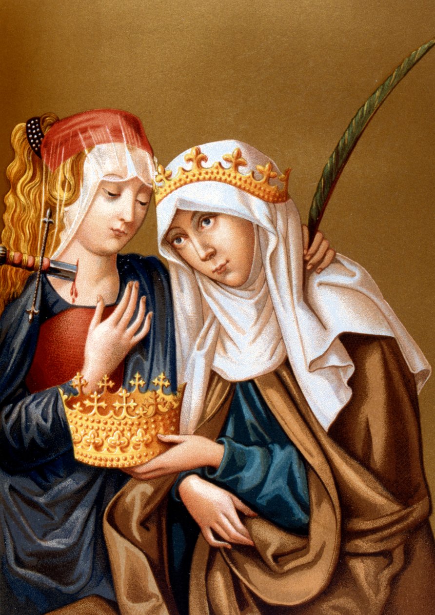 St Elizabeth av Ungarn og St Lucy, 1878 av Unbekannt