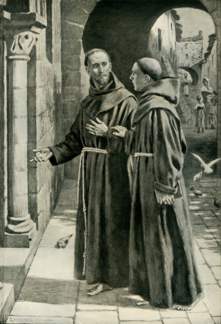 St. Frans av Assisi og den unge munken vender tilbake fra en forkynnelsesreise, 1936. av Unbekannt