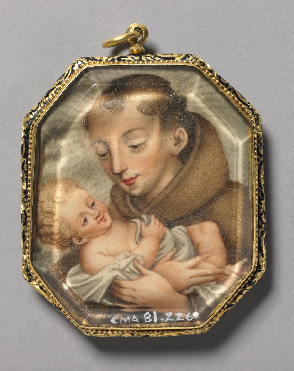 St. Francis med Kristusbarnet verso, ca. 1660. av Unbekannt