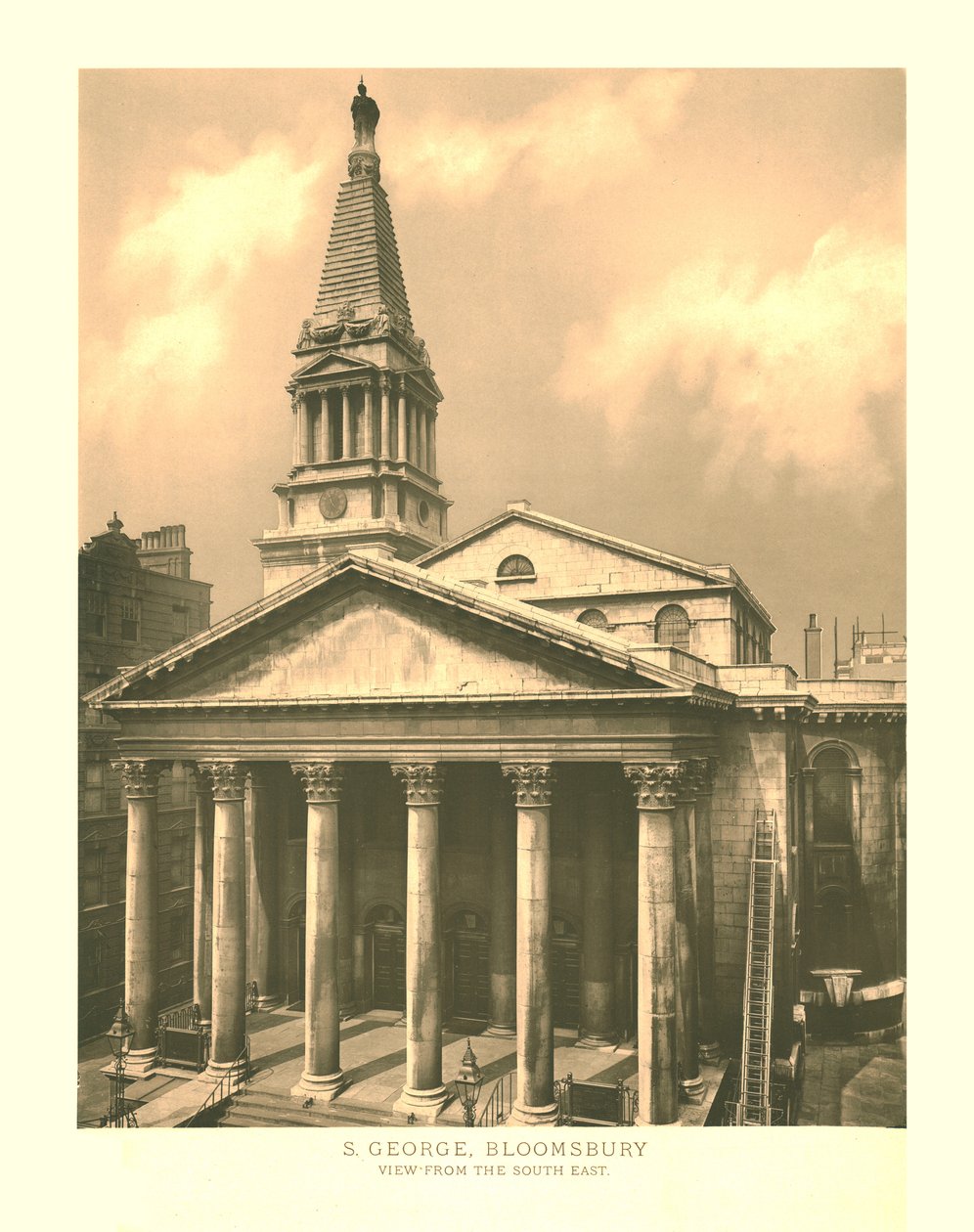 St George, Bloomsbury, Utsikt fra sørøst, midten av slutten av 1800-tallet. av Unbekannt