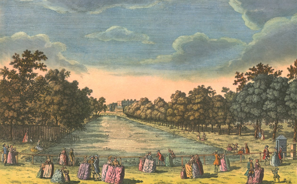 St James Park & Buckingham House, c1763. av Unbekannt