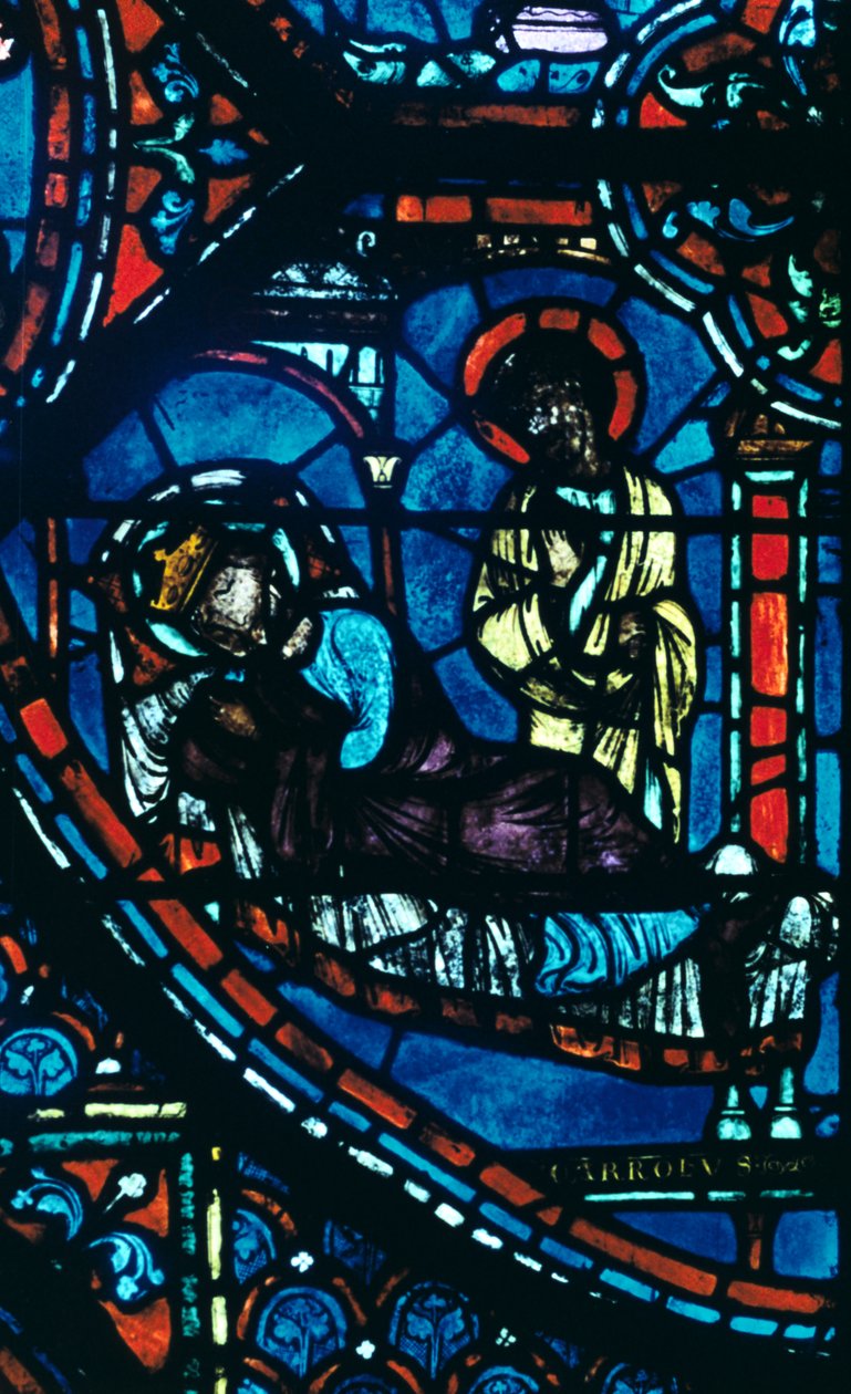 St James dukker opp for Karl den Store i en drøm, farget glass, Chartres Cathedral, Frankrike, c1225 av Unbekannt