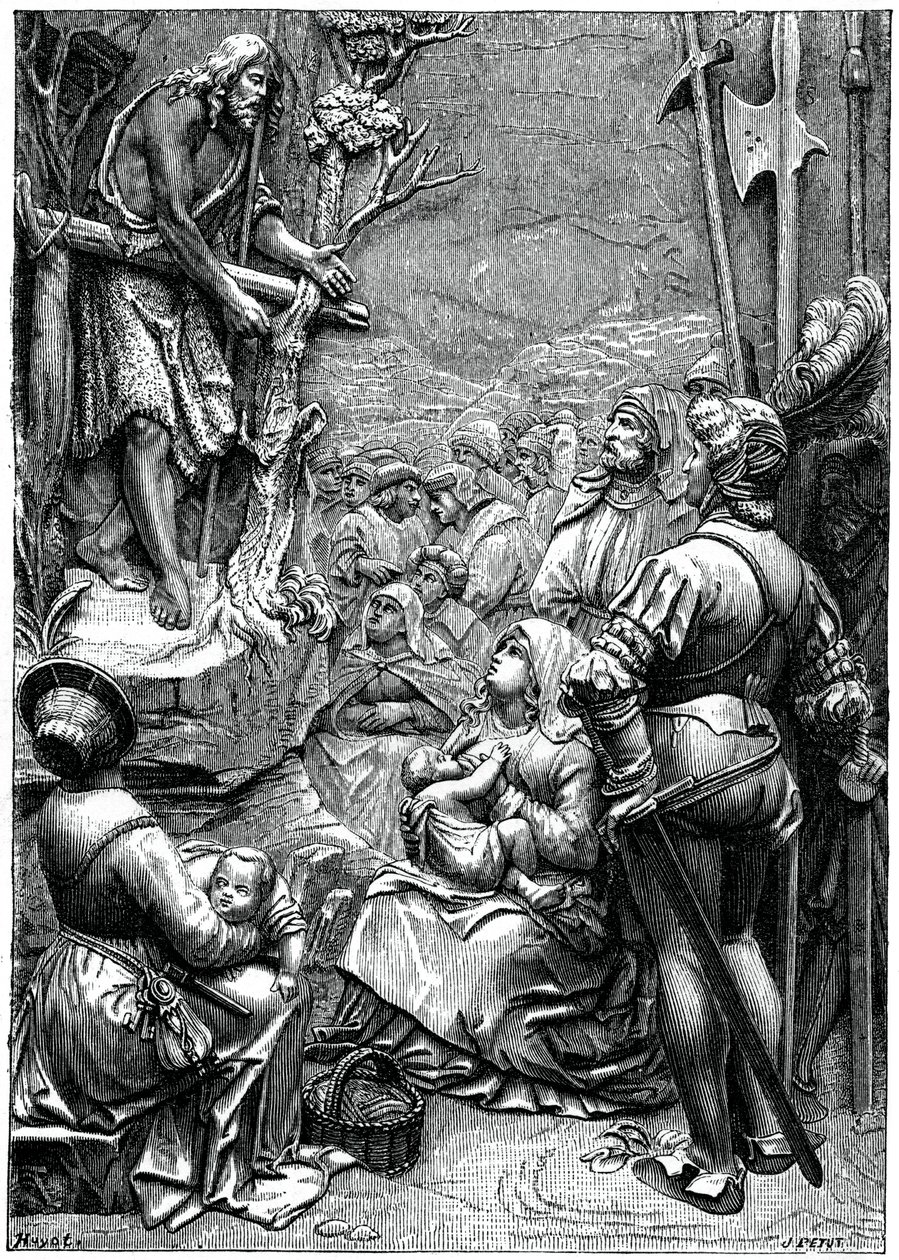 St John the Baptist Preaching in the Desert, 1500-tallet, 1870 av Unbekannt