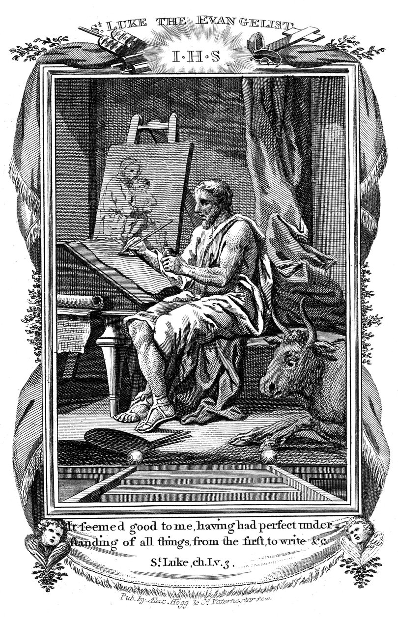 Evangelisten Lukas skriver sitt evangelium, c1808 av Unbekannt