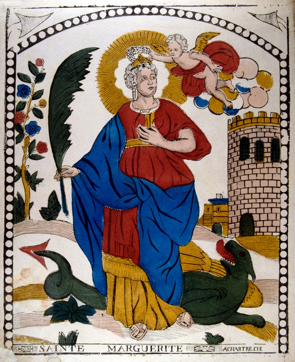 St Margaret eller Marina av Antiokia, jomfrukristen martyr tidlig på 400-tallet, 1800-tallet av Unbekannt