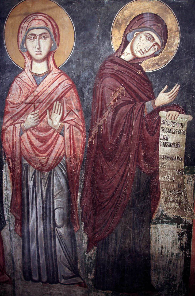 St Marina, og Jomfru Maria Timios Stavros tou Agiasmati kirke, Agiasmatis hellige kors 1400-tallet Kypros Malte kirker UNESCO-sted Troodos, Kypros av Unbekannt