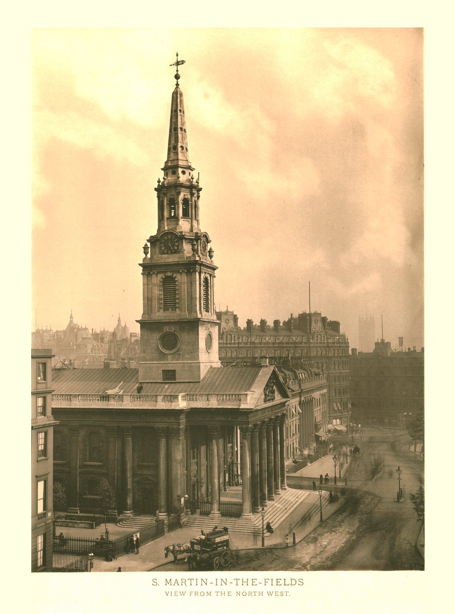 St Martin-in-the-Fields, utsikt fra nordvest, midten av slutten av 1800-tallet. av Unbekannt