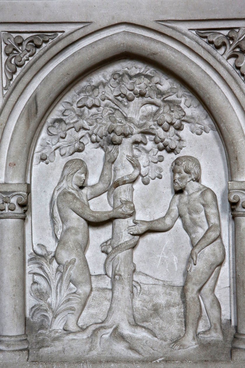 St Martins katolske kirke, Villers sur Mer, Frankrike. Lettelse. Adam og Eva av Unbekannt