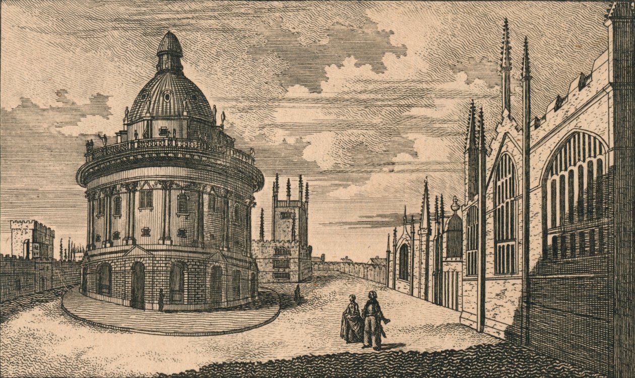 St. Marys Church og Radcliffe Library i Oxford, 1700-tallet. av Unbekannt