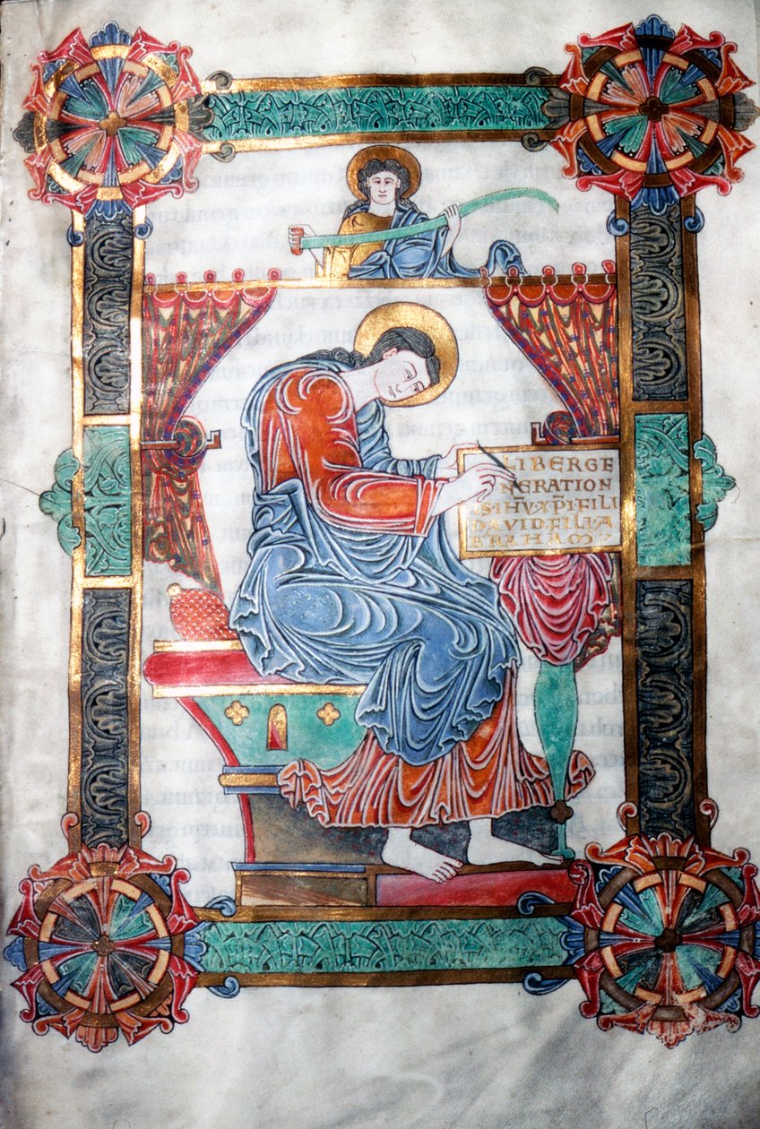 St. Matteus skriver sitt evangelium, angelsaksisk verk, c1062-65. av Unbekannt
