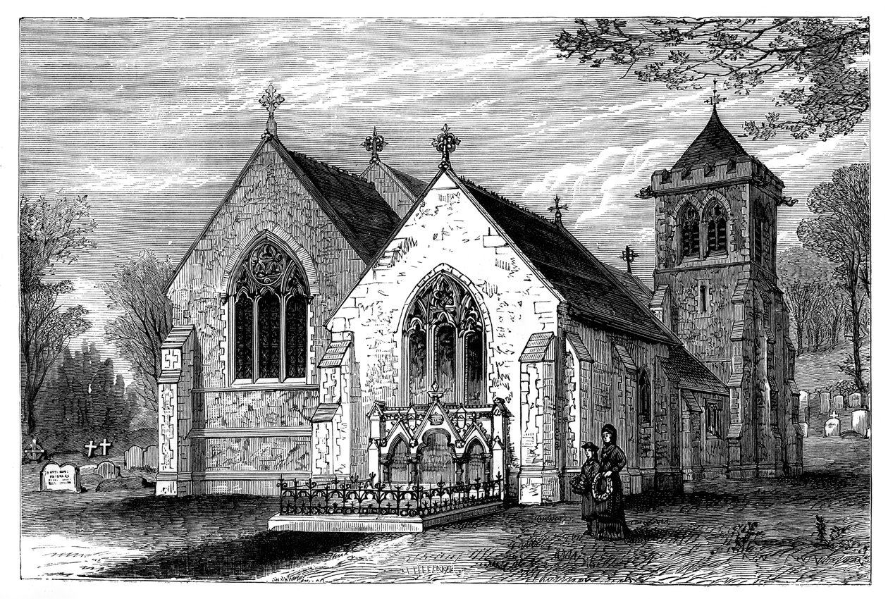 St Michaels kirke og graven til Benjamin Disraeli 1804-1881, slutten av 1800-tallet av Unbekannt