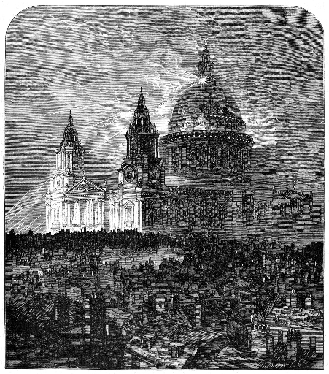 St Pauls Cathedral opplyst for Thanksgiving Day, London, 1900 av Unbekannt