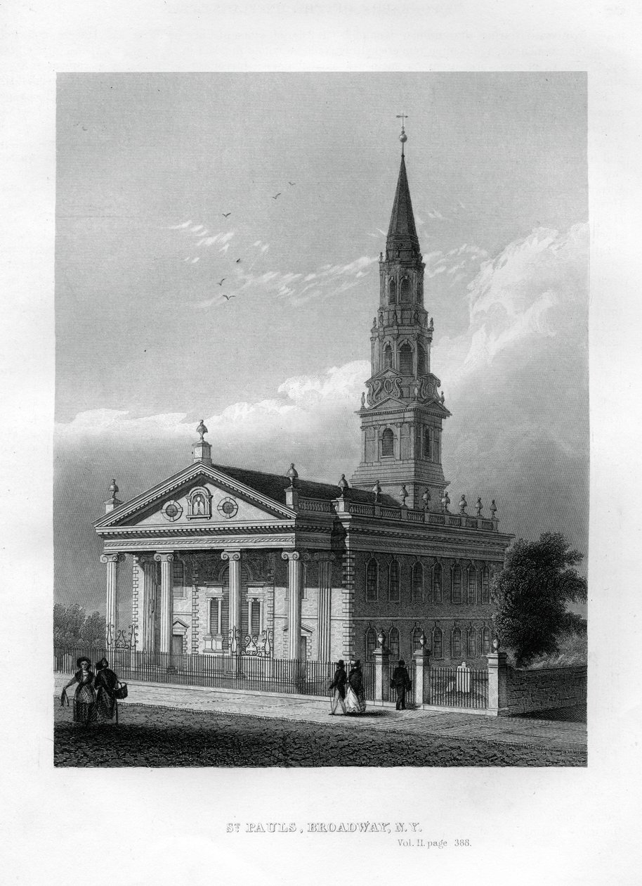 St Pauls Chapel, Broadway, New York, 1855 av Unbekannt