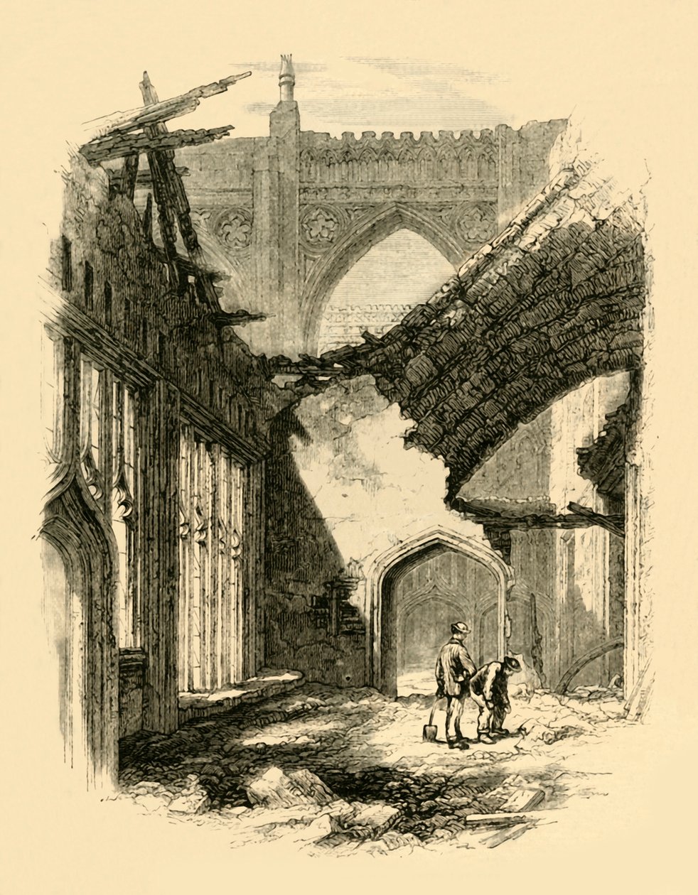 St. Stephens kapell. - Interiør etter brannen, 1881. av Unbekannt