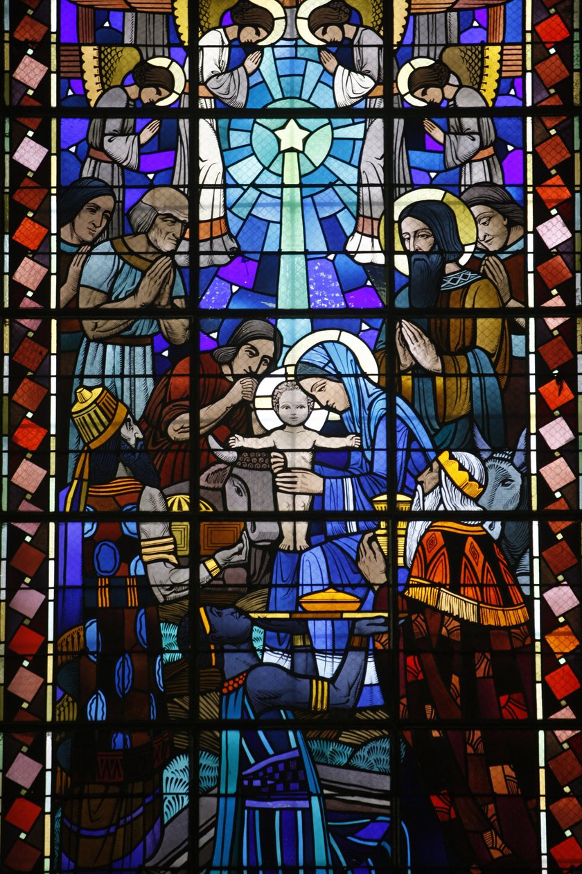 Glassmalerier i Notre Dame du Rosaire katolske kirke: Krybbe, Saint-Ouen, Frankrike av Unbekannt