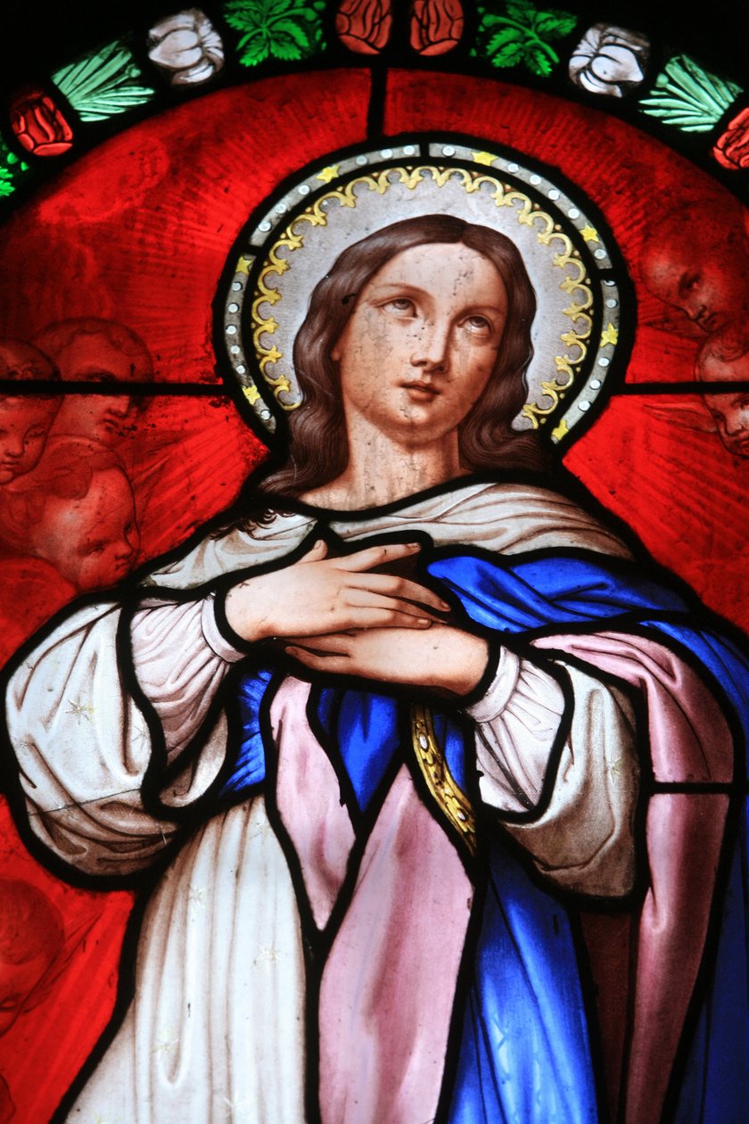 Glassmaleri : Virgin Mary Beaune Frankrike av Unbekannt