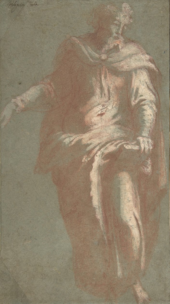 Stående skjeggete mann holder en bok, 1530-60. av Unbekannt