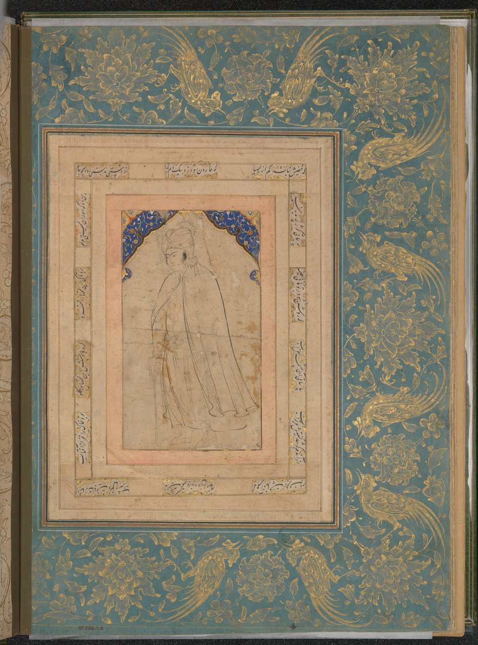 Standing Youth in a Cape, Folio fra Bellini Album, slutten av 1500-tallet. av Unbekannt