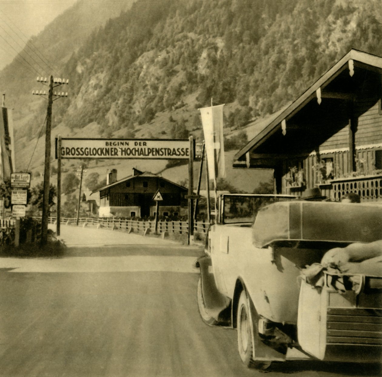 Starten av Grossglockner High Alpine Road, Fusch an der Großglocknerstraße, Østerrike, c1935. av Unbekannt