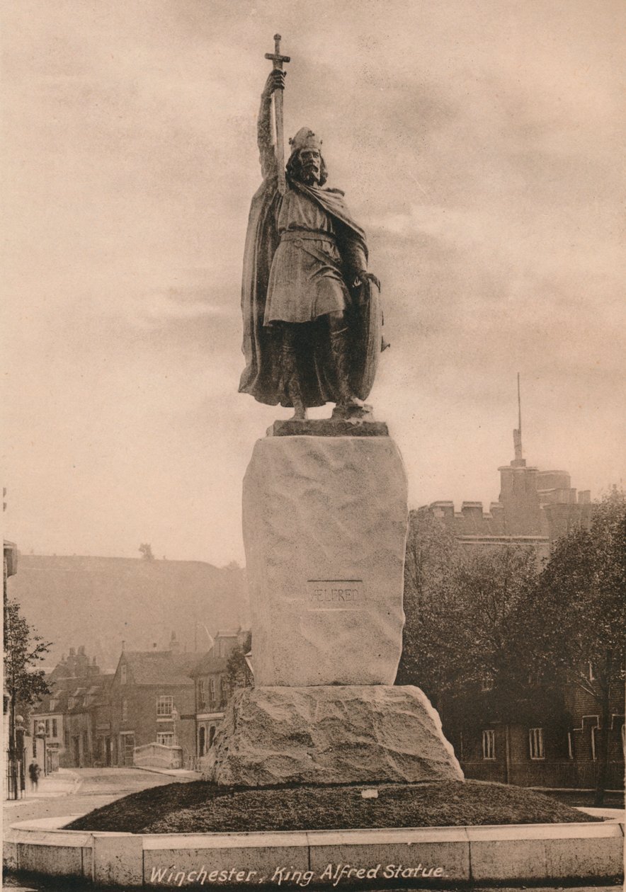 Statue av kong Alfred den store, Winchester, Hampshire, tidlig på 1900-tallet av Unbekannt