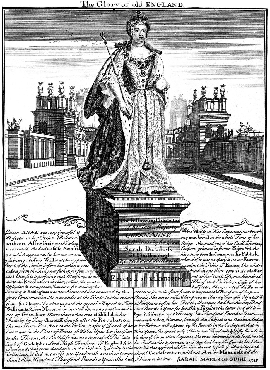 Statue av dronning Anne 1665-1714, Blenheim Palace, Oxfordshire, 1738 av Unbekannt