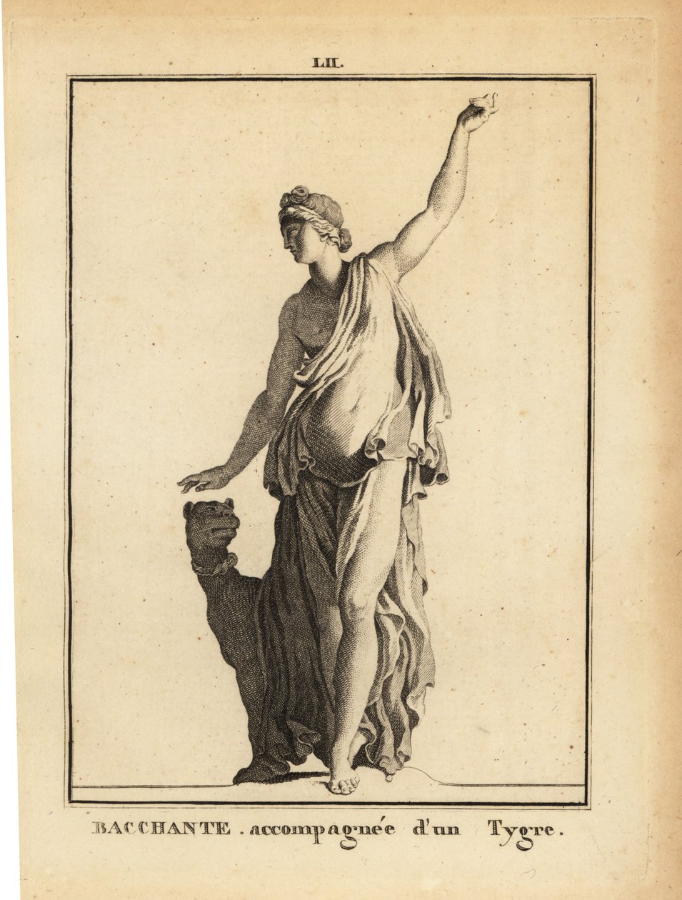 Statue av en Bacchante, tilhenger av den romerske vinguden Bacchus, med en tiger av Unbekannt