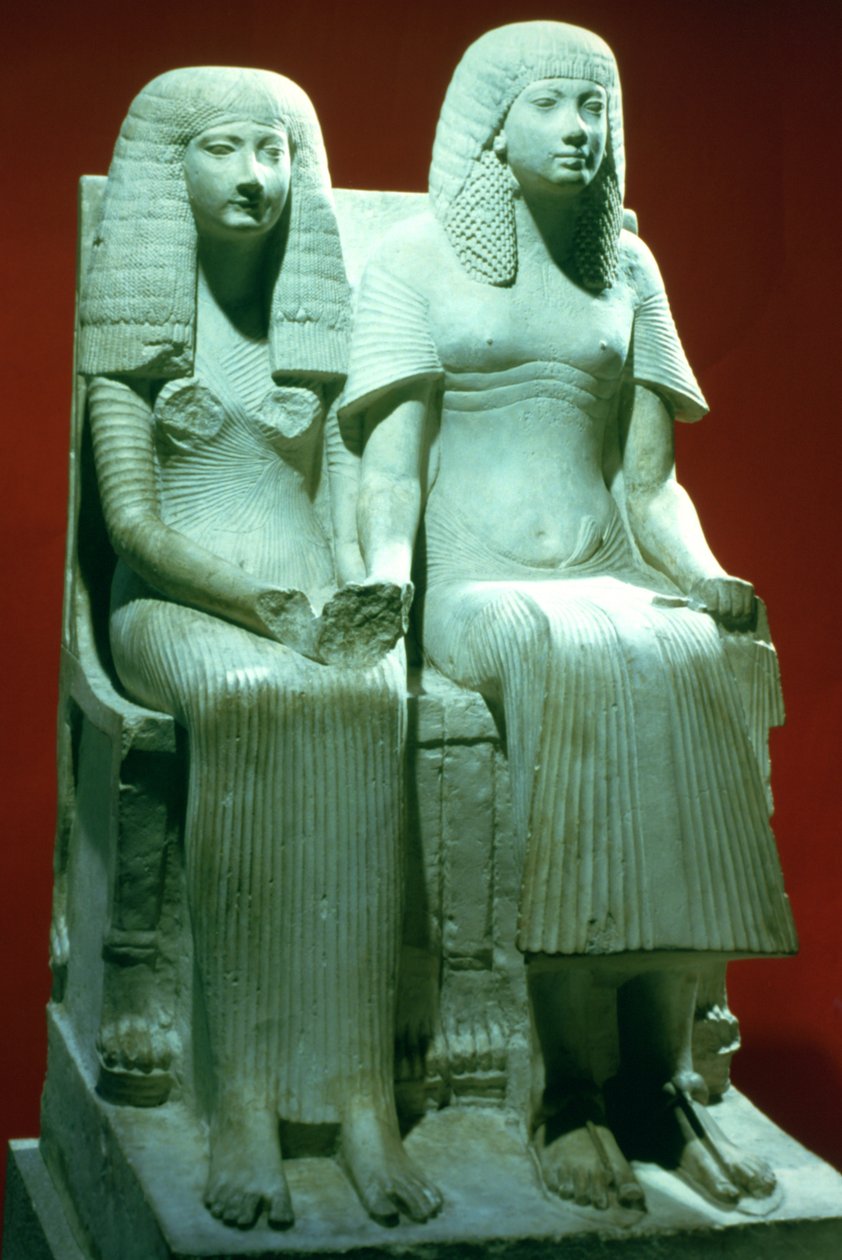 Statue av en mann og kone, egyptisk, 18. dynasti av Unbekannt