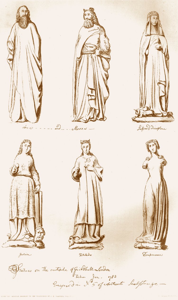 Statuer på utsiden av Guild Hall, 1783, 1886 av Unbekannt