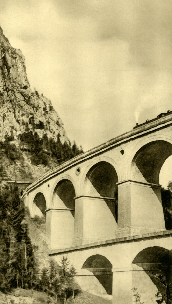 Damplokomotiv på Semmering-jernbanen, Niederösterreich, c1935. av Unbekannt