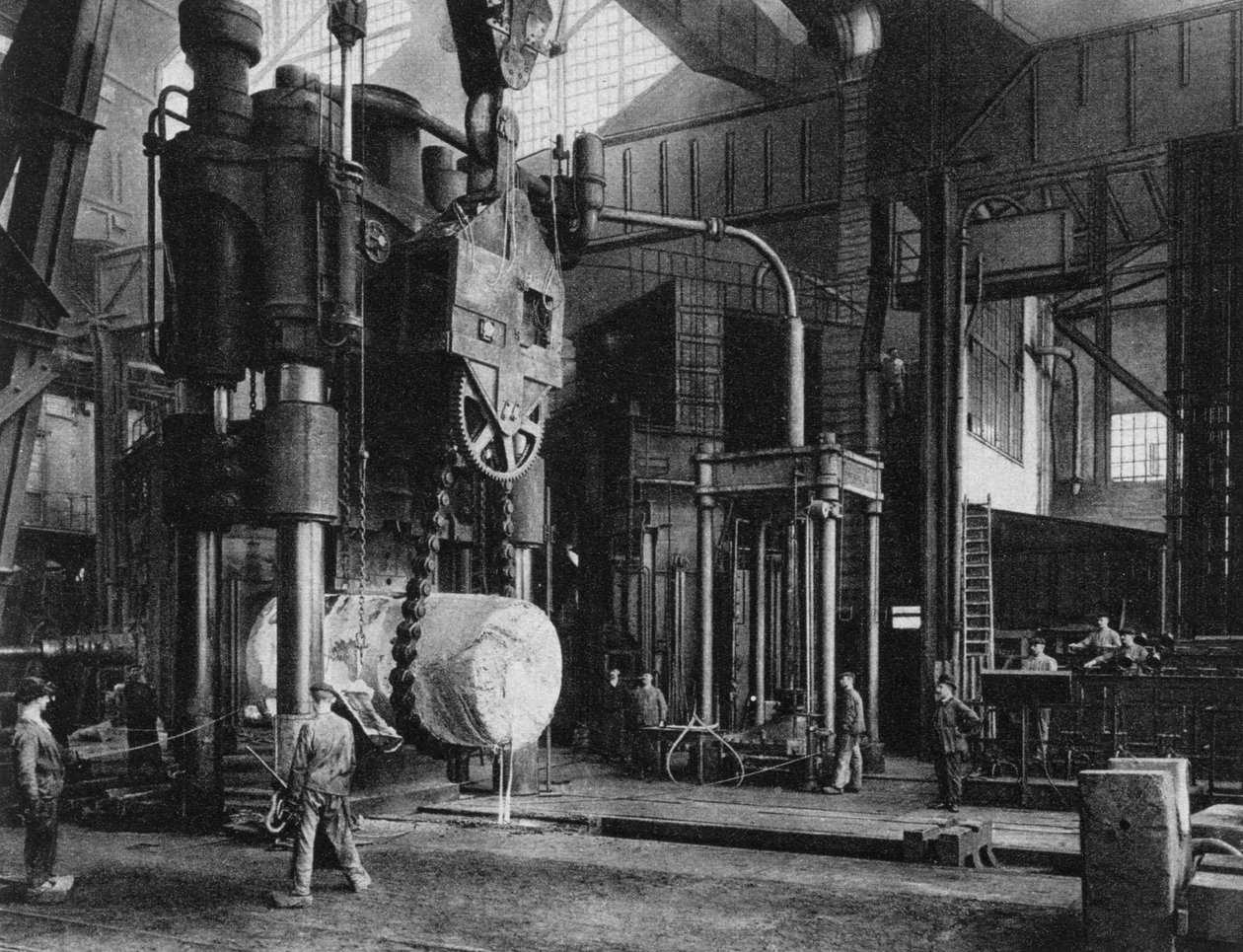 Stålproduksjon, Krupp-fabrikken, Essen, Tyskland, første verdenskrig, 1917 av Unbekannt