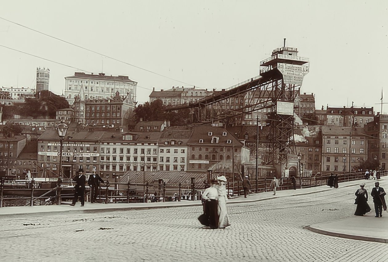 Stockholm, Sverige. Katarinahissen (heis). Rundt 1900 av Unbekannt