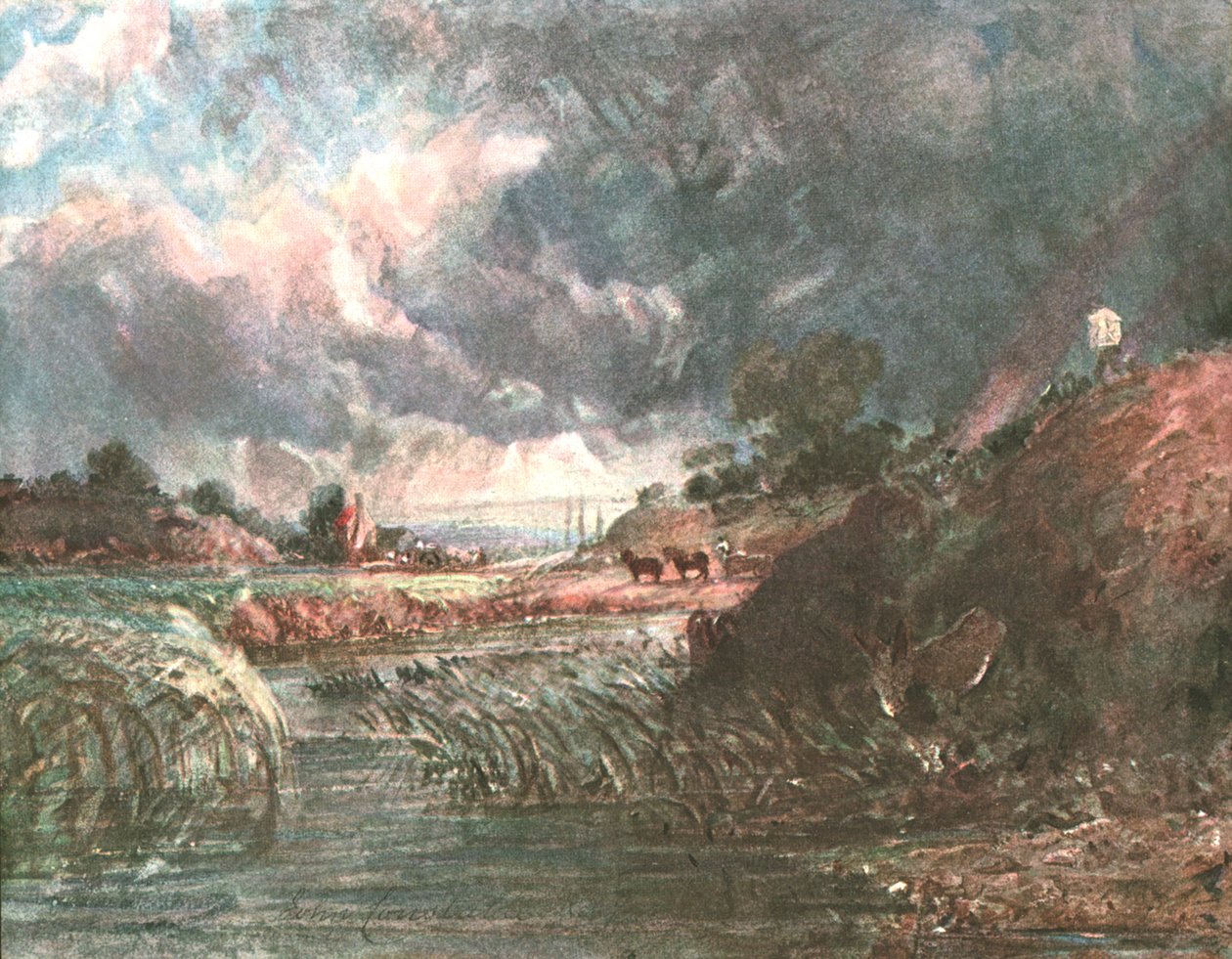 Stormskyer som passerer over Hampstead, tidlig på 1800-tallet, ca 1900. av Unbekannt