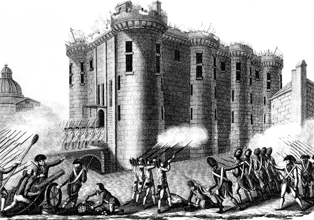 Storming av Bastillen av parisere ledet av Grenadier Guards, 14. juli 1789 1804 av Unbekannt