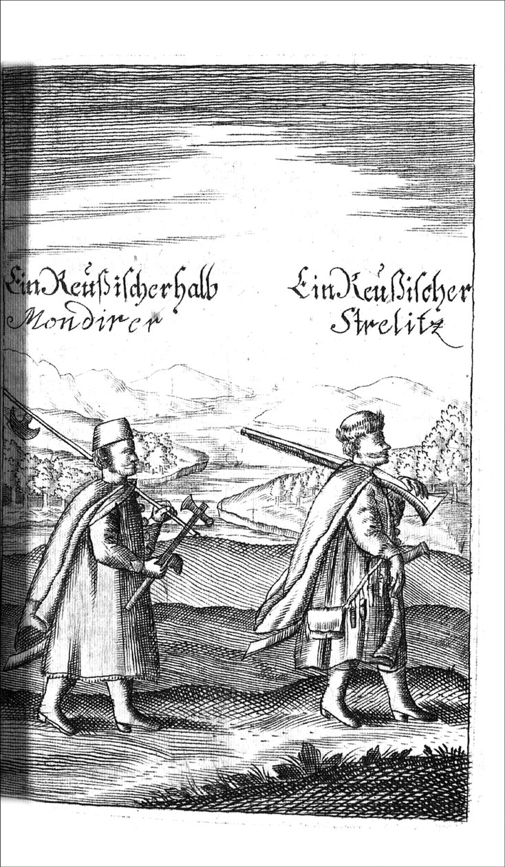 Streltsy fra Georg Adam Schleissing De ved tsaren i Reussland Ivan og Peter Alexewiz, 1693 av Unbekannt