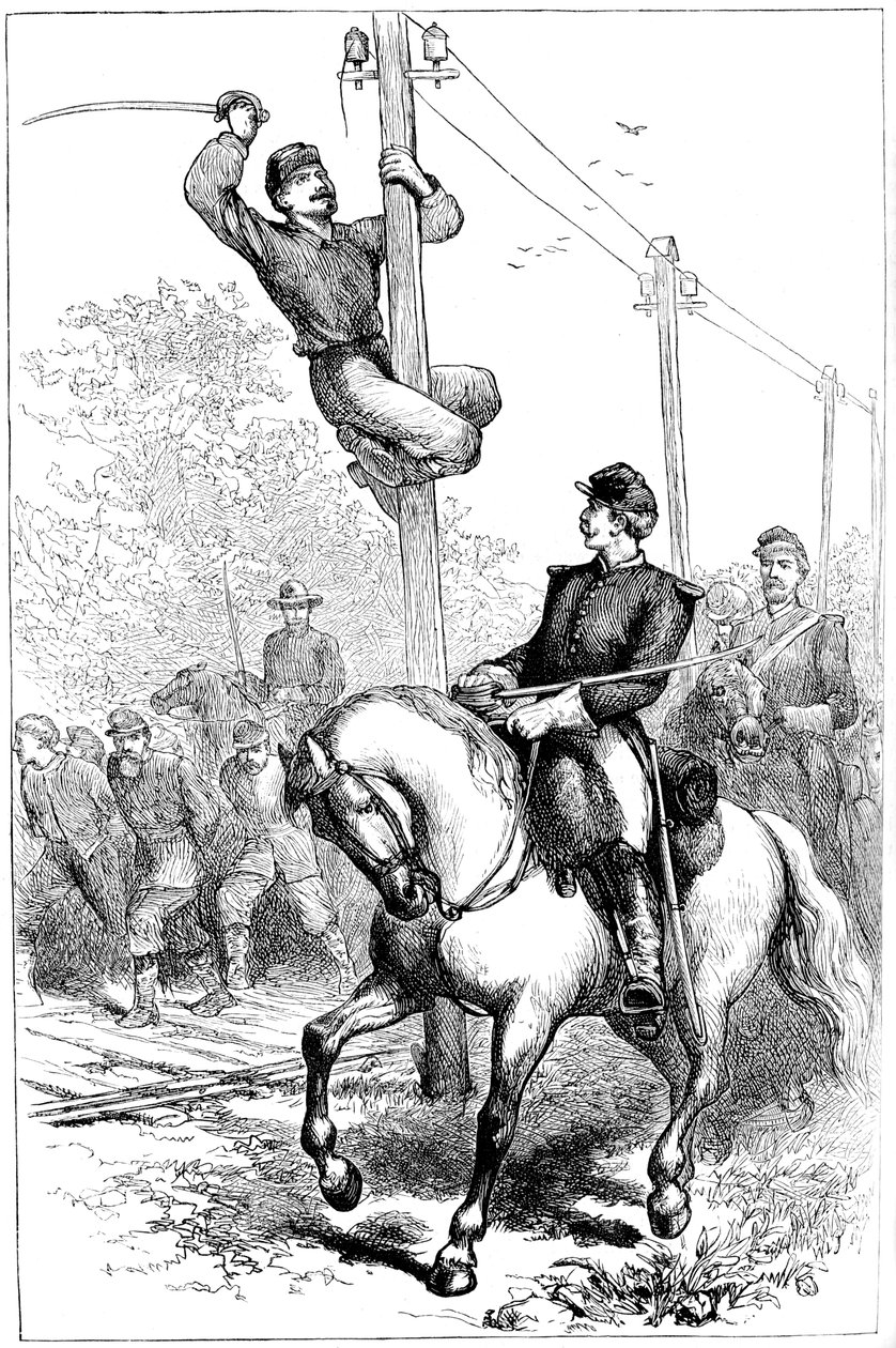 Stuarts kavaleri klipper telegrafledninger, amerikansk borgerkrig, c1861-1864 c1880 av Unbekannt