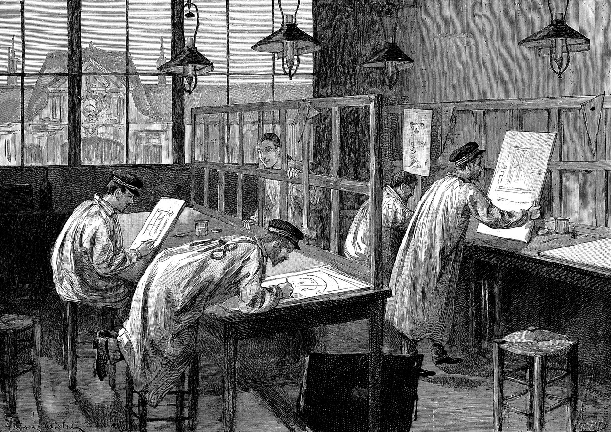 Studenter ved Ecole Centrale des Arts et Manufactures, Paris, 1887 av Unbekannt