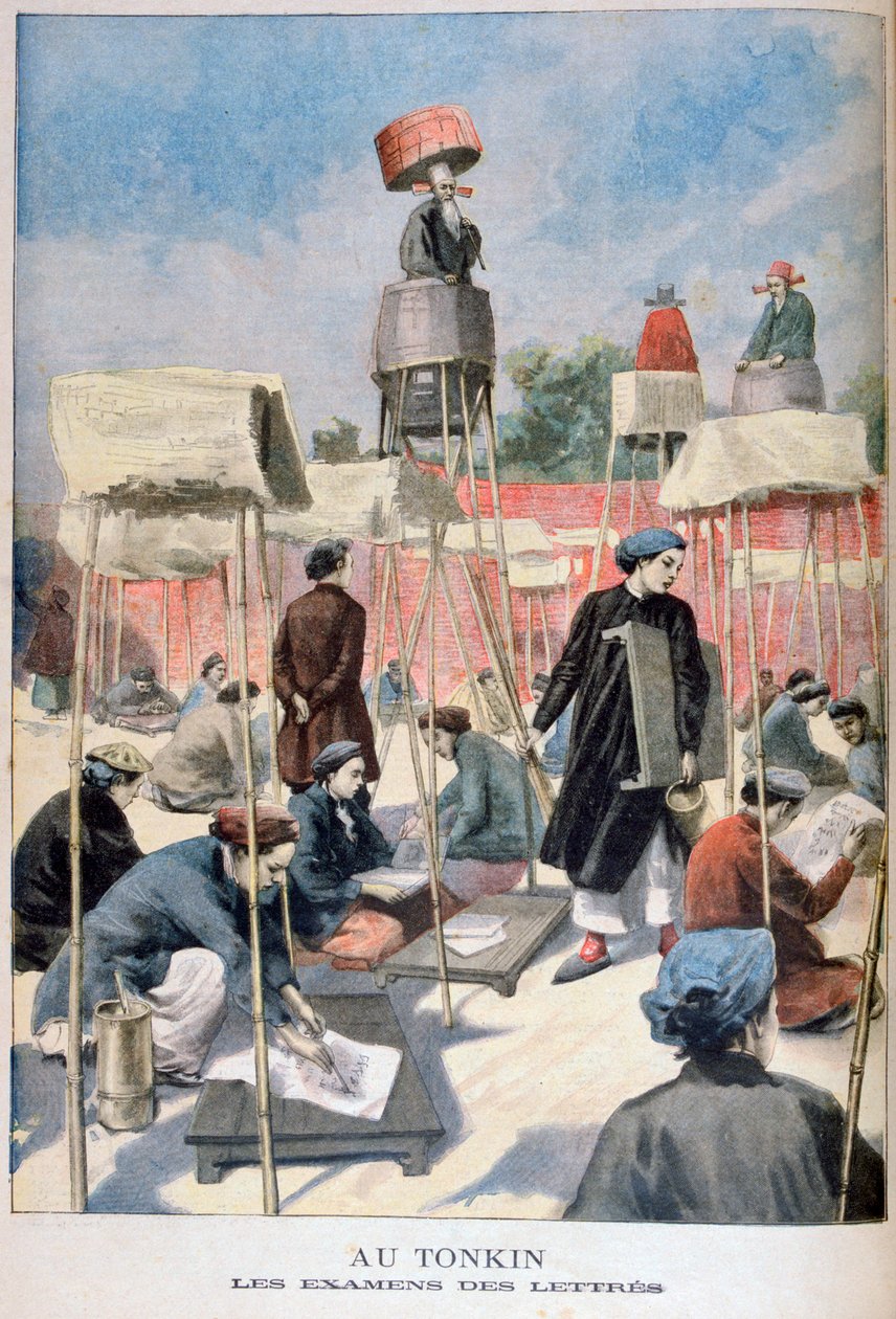 Studenter som går på en skriveeksamen, Tonkin, Vietnam, 1895 av Unbekannt