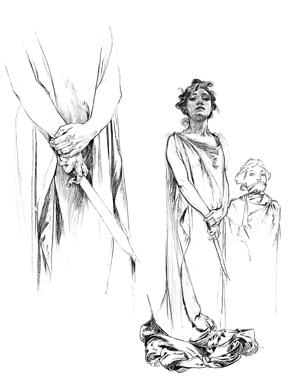 Studier med blyant for Medee-plakaten, 1899 av Unbekannt