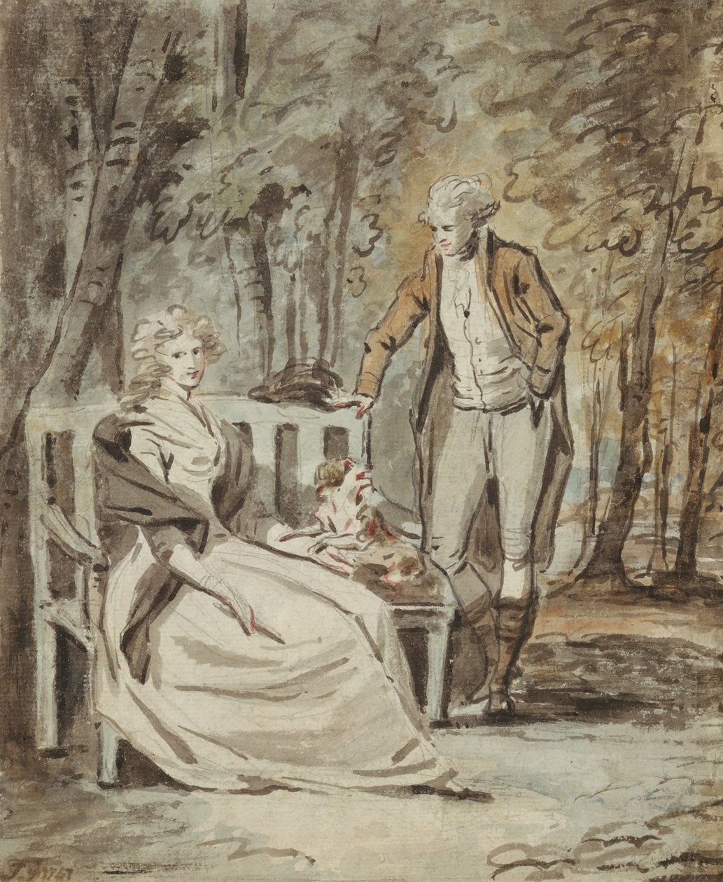 Study for a Portrait: A Lady and a Gentleman in a Park, ca. 1780. av Unbekannt