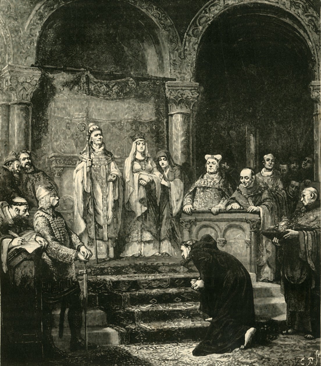 Innlevering av Henry IV. På Canossa, 1077, 1890. av Unbekannt