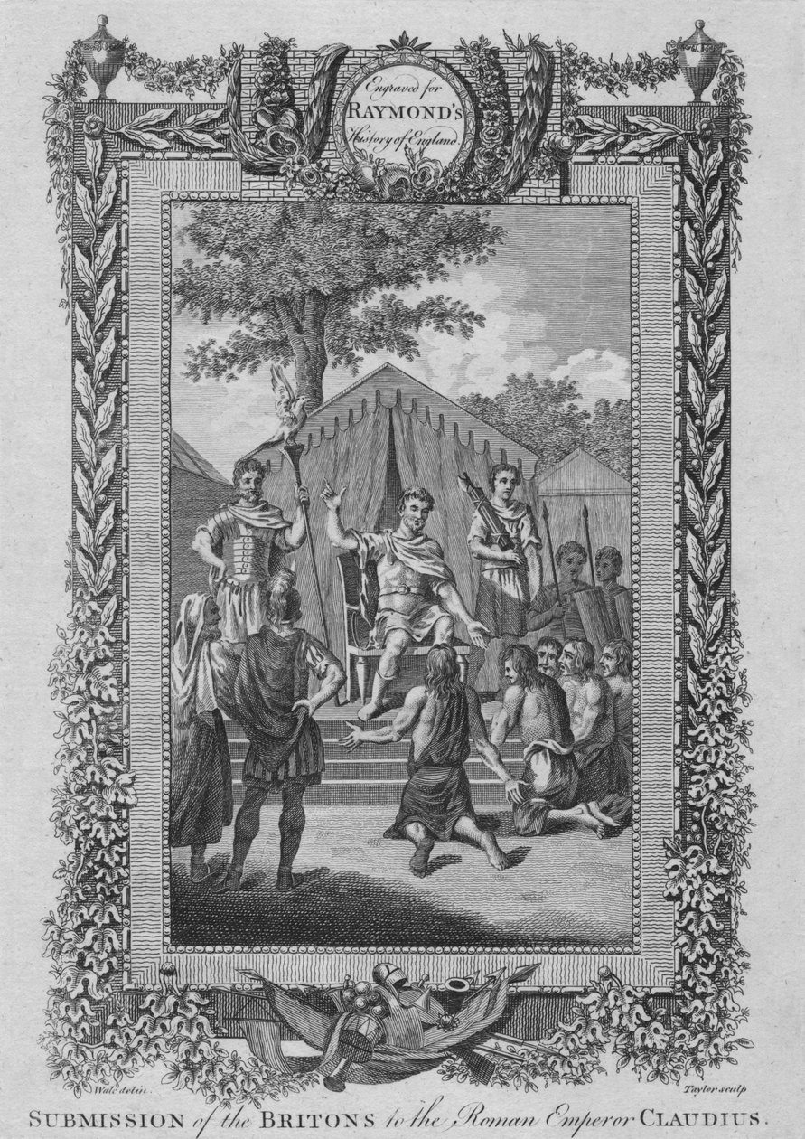 Underkastelse av britene til den romerske keiseren Claudius, c1787 av Unbekannt
