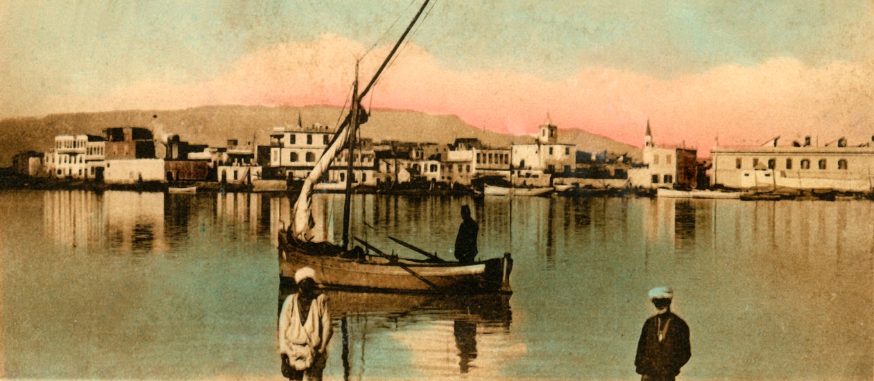 Suez - Utsikt over toun under høyvann, c1918-c1939. av Unbekannt