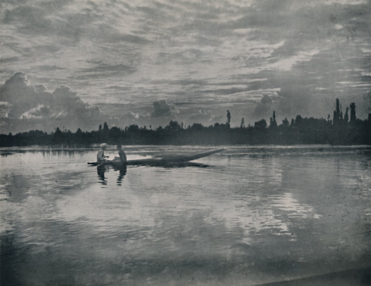 Solnedgang ved Dalsjøen, Kashmir, 1936. av Unbekannt