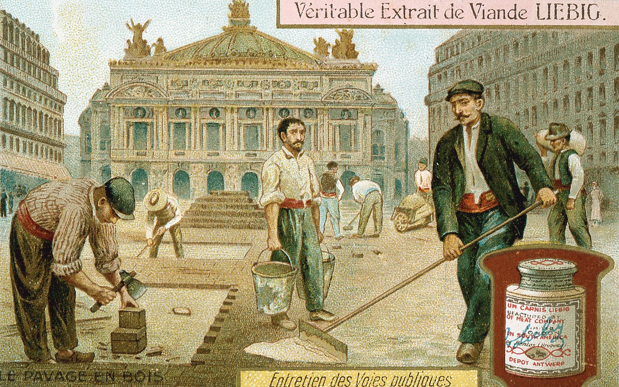 Overflate en Paris-gate med treklosser, c1900 av Unbekannt