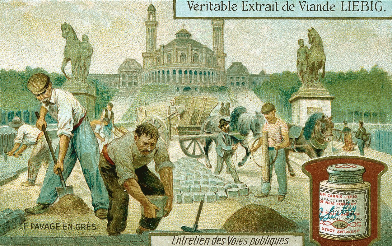 Dekker en vei med granittsett, Paris, c1900 av Unbekannt