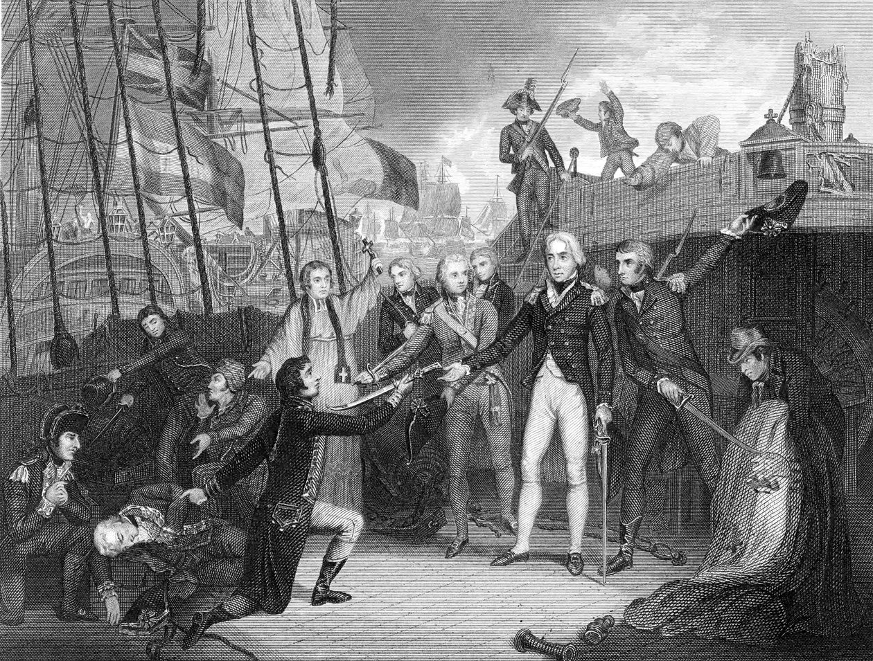 Overgivelse av det spanske skipet San Josef etter slaget ved Cape St Vincent, 1797 av Unbekannt